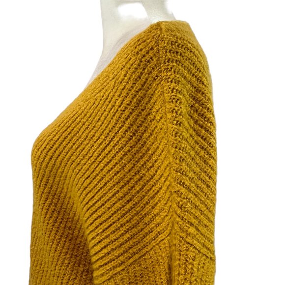 Like new LOU & GREY Mustard Yellow V-Neck Drawstring Side Sweater Size M… - Picture 8 of 9